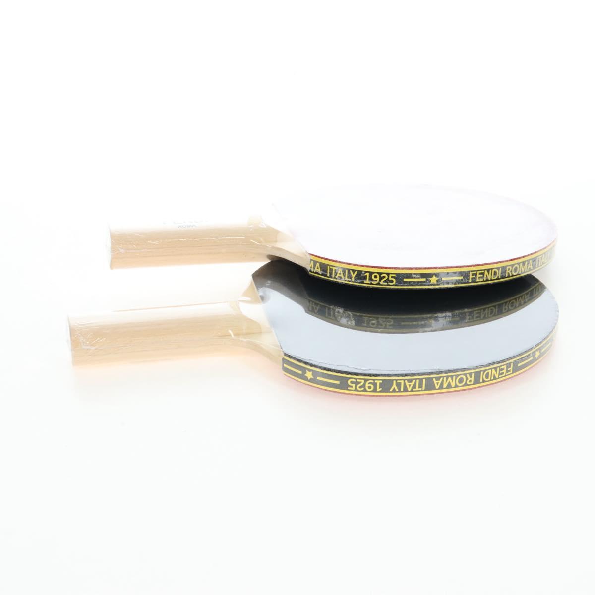 FENDI Zucca Ping Pong Set Racket Case PVC Black Silver 7AS070 Auth LN002M