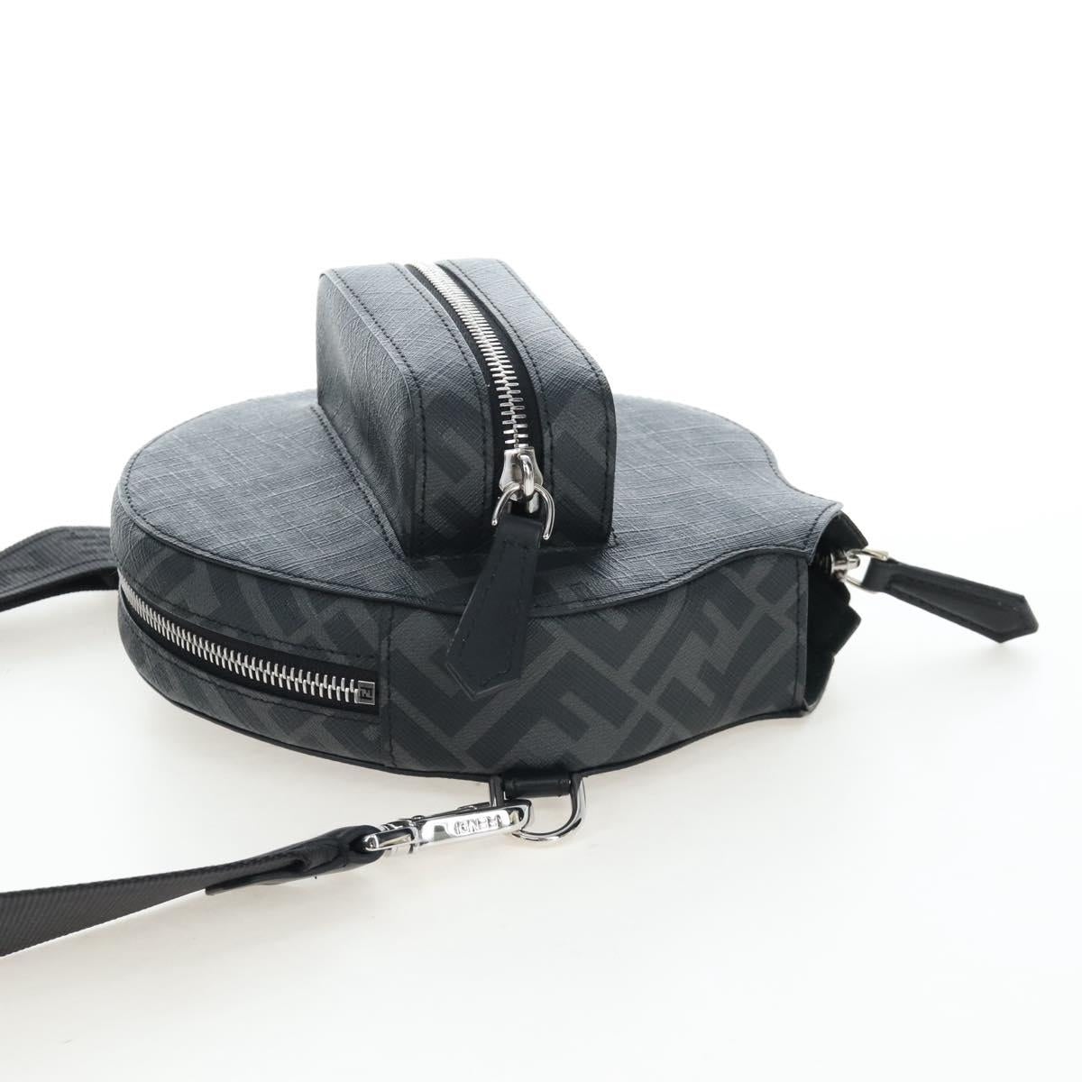FENDI Zucca Ping Pong Set Racket Case PVC Black Silver 7AS070 Auth LN002M
