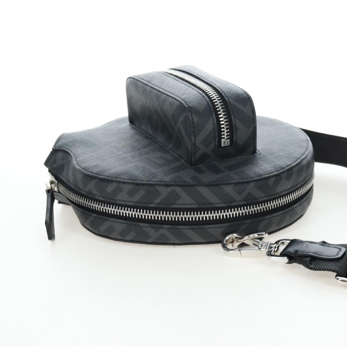 FENDI Zucca Ping Pong Set Racket Case PVC Black Silver 7AS070 Auth LN002M