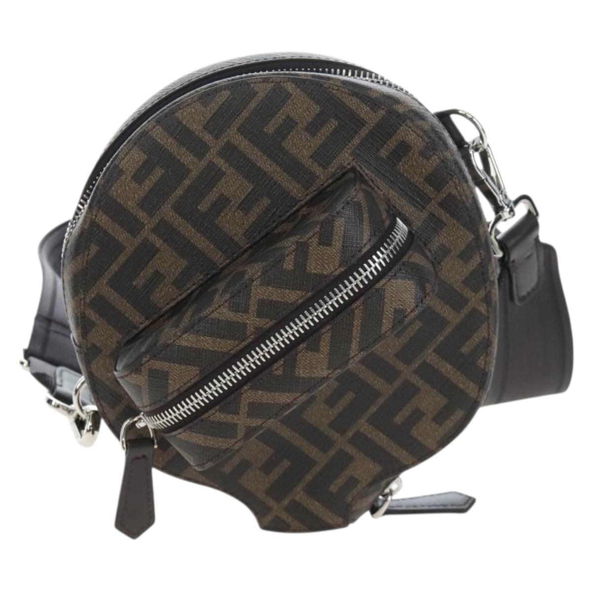 FENDI Zucca Ping Pong Set Racket Case PVC Brown Silver 7AS070 Auth LN003M