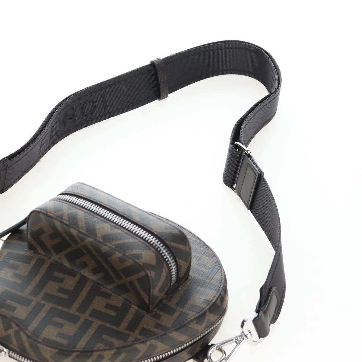FENDI Zucca Ping Pong Set Racket Case PVC Brown Silver 7AS070 Auth LN003M