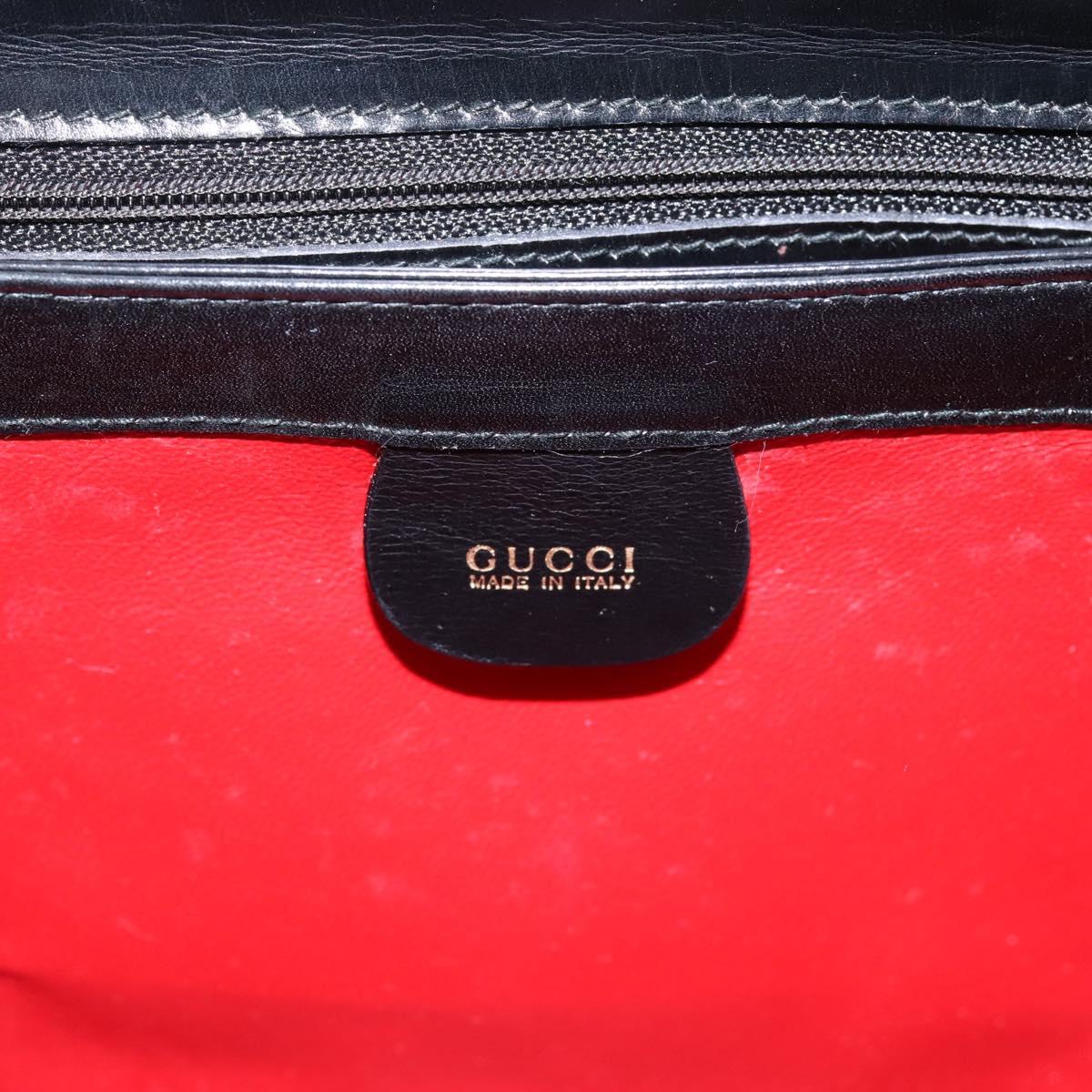 GUCCI Bamboo Shoulder Bag Leather Black Gold Tone 000 33 0175 Auth LN009V