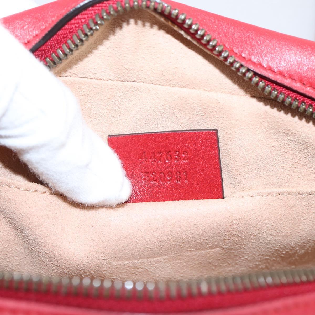 GUCCI GG Marmont Camera Bag Chain Shoulder Bag Leather Red 447632 Auth LN010V