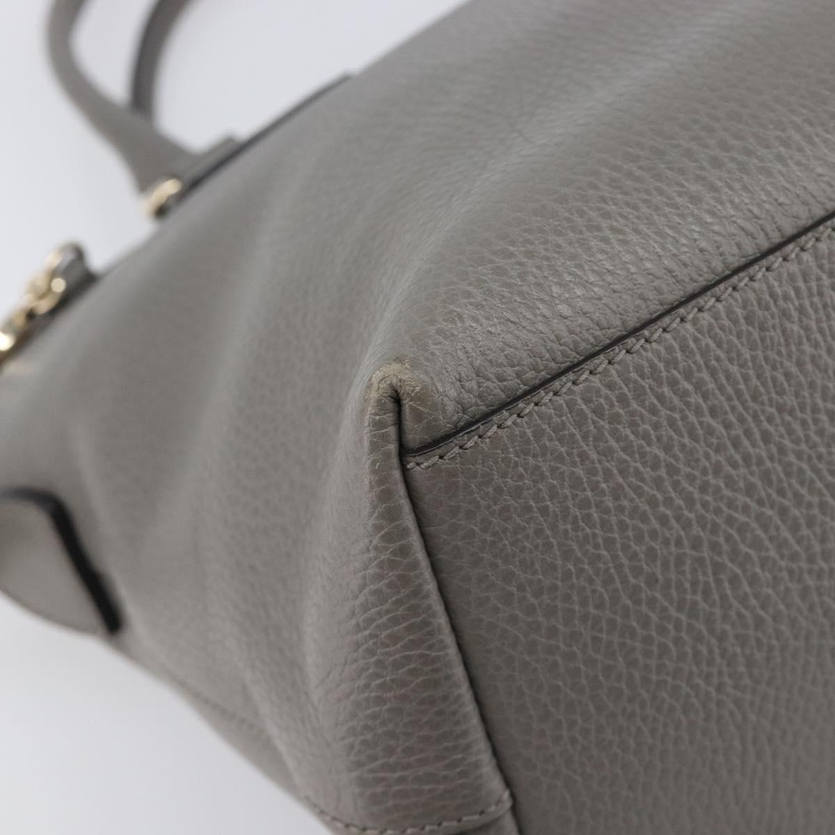 GUCCI Hand Bag Leather Outlet Gray Gold Tone 449651 Auth LN014
