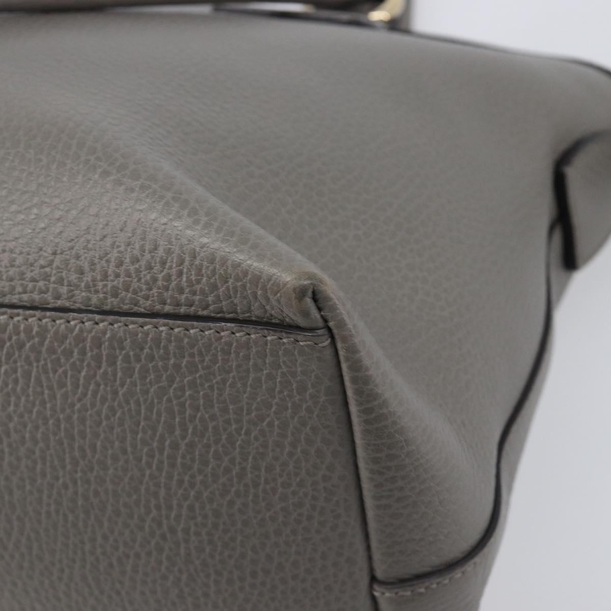 GUCCI Hand Bag Leather Outlet Gray Gold Tone 449651 Auth LN014
