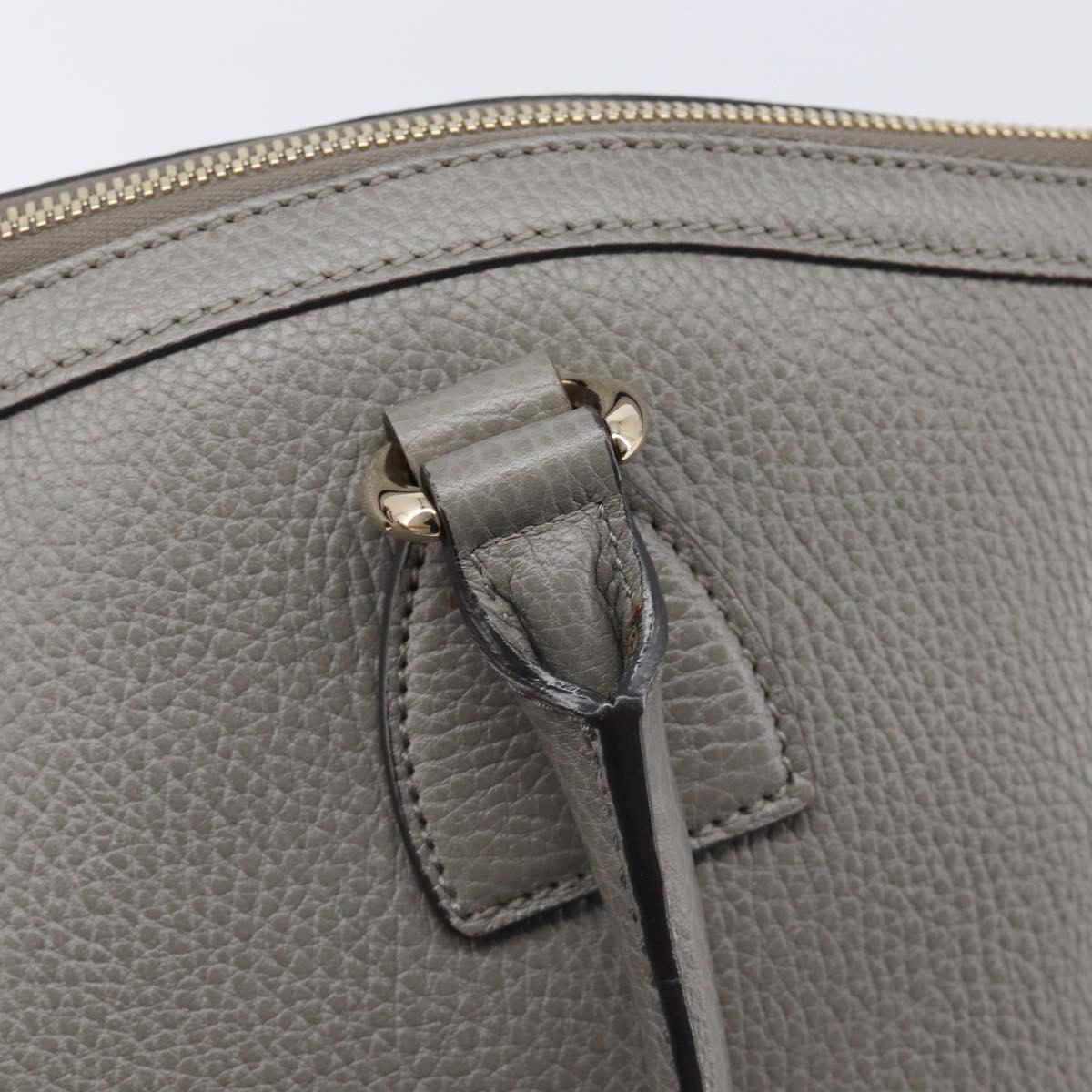 GUCCI Hand Bag Leather Outlet Gray Gold Tone 449651 Auth LN014