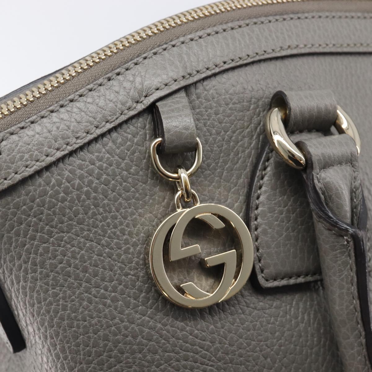 GUCCI Hand Bag Leather Outlet Gray Gold Tone 449651 Auth LN014