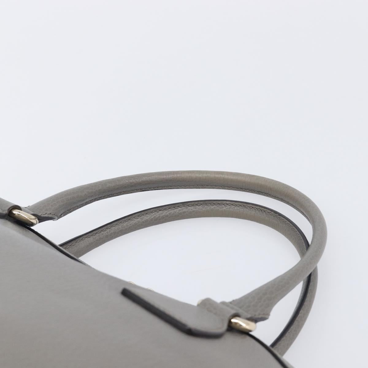 GUCCI Hand Bag Leather Outlet Gray Gold Tone 449651 Auth LN014