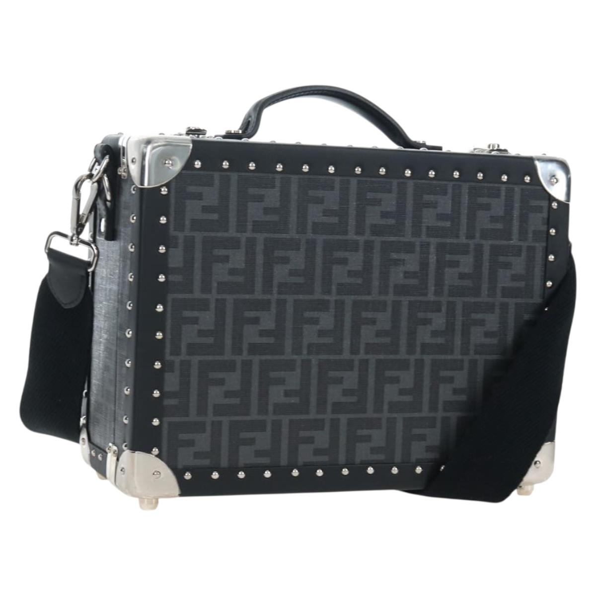 FENDI Zucca Canvas Small Rigid Case Trunk Leather Black 7VV134 Auth LN015SAM