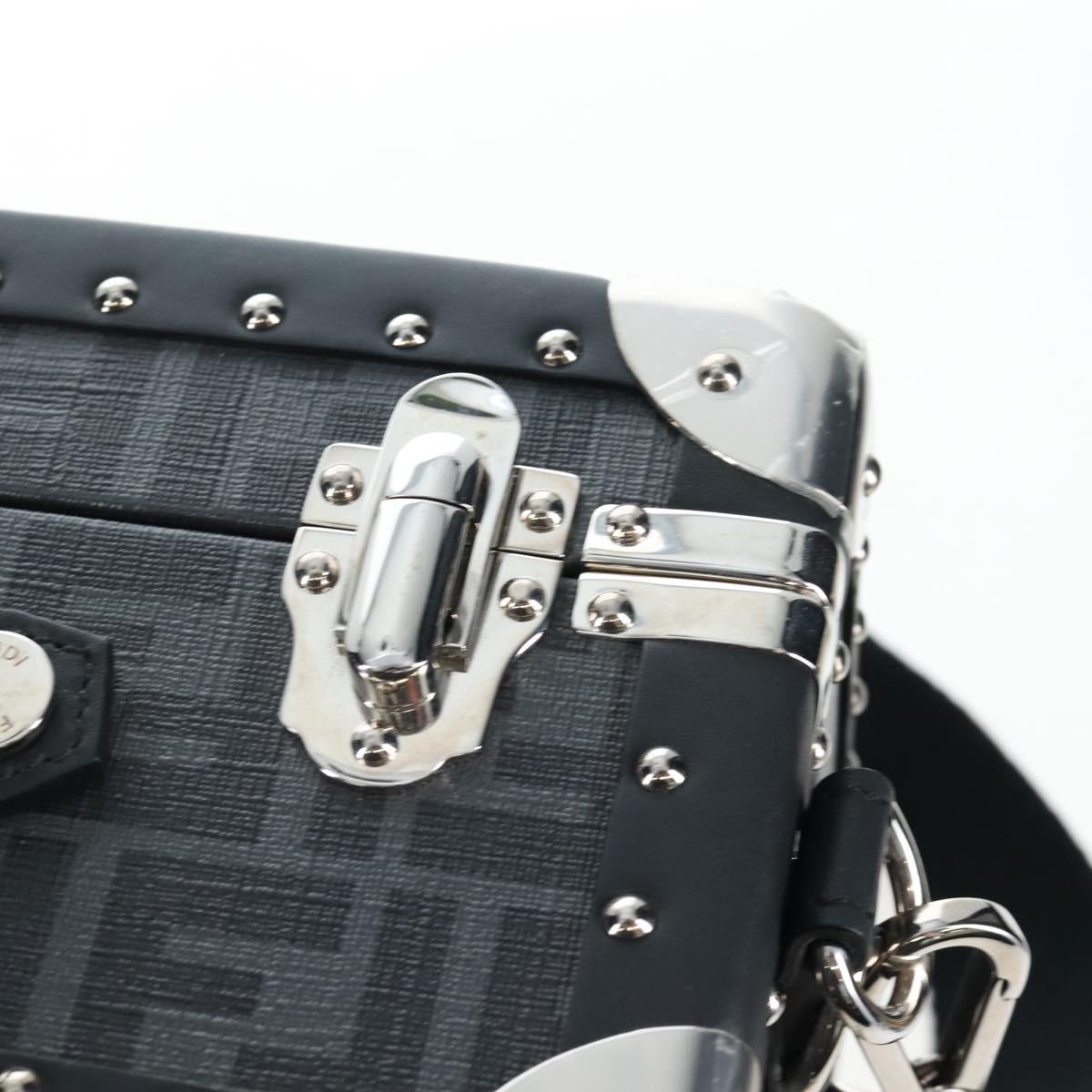 FENDI Zucca Canvas Small Rigid Case Trunk Leather Black 7VV134 Auth LN015SAM