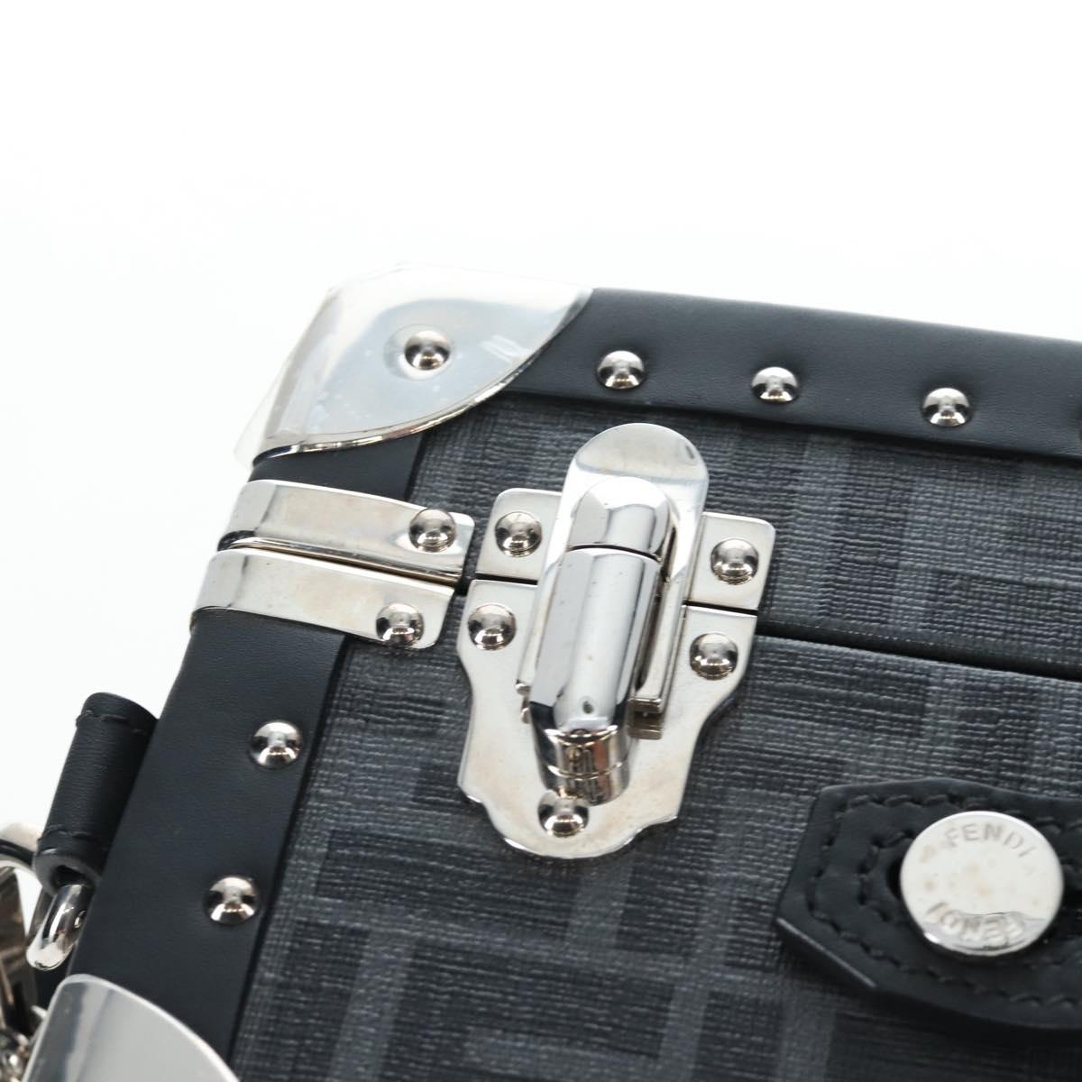 FENDI Zucca Canvas Small Rigid Case Trunk Leather Black 7VV134 Auth LN015SAM