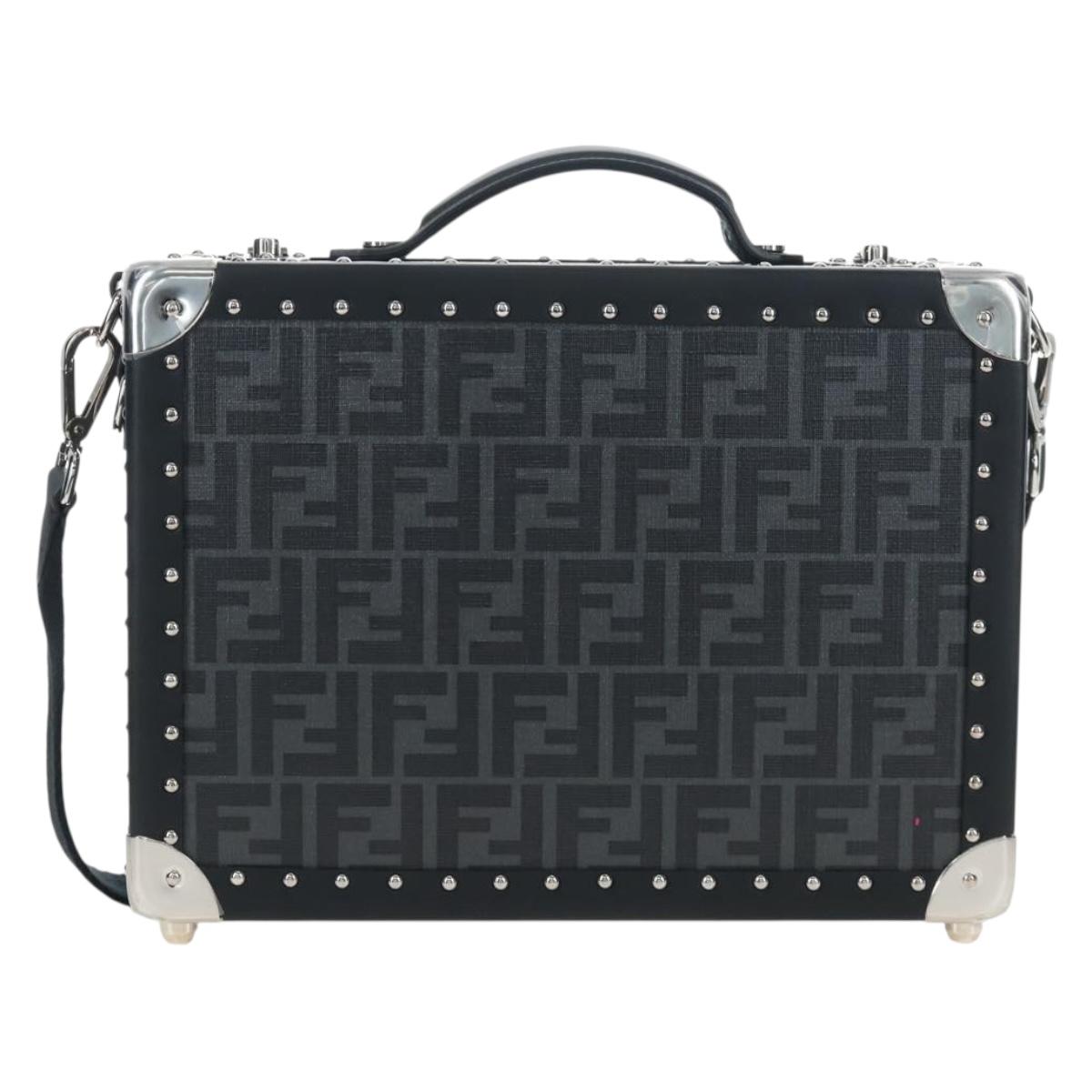 FENDI Zucca Canvas Small Rigid Case Trunk Leather Black 7VV134 Auth LN015SAM
