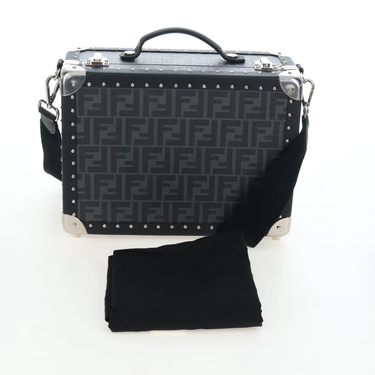 FENDI Zucca Canvas Small Rigid Case Trunk Leather Black 7VV134 Auth LN015SAM