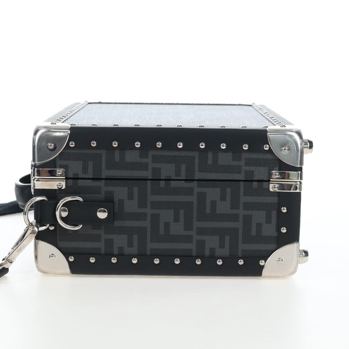 FENDI Zucca Canvas Small Rigid Case Trunk Leather Black 7VV134 Auth LN015SAM