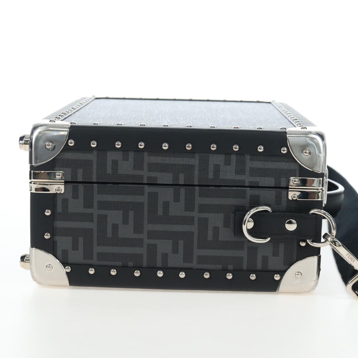 FENDI Zucca Canvas Small Rigid Case Trunk Leather Black 7VV134 Auth LN015SAM
