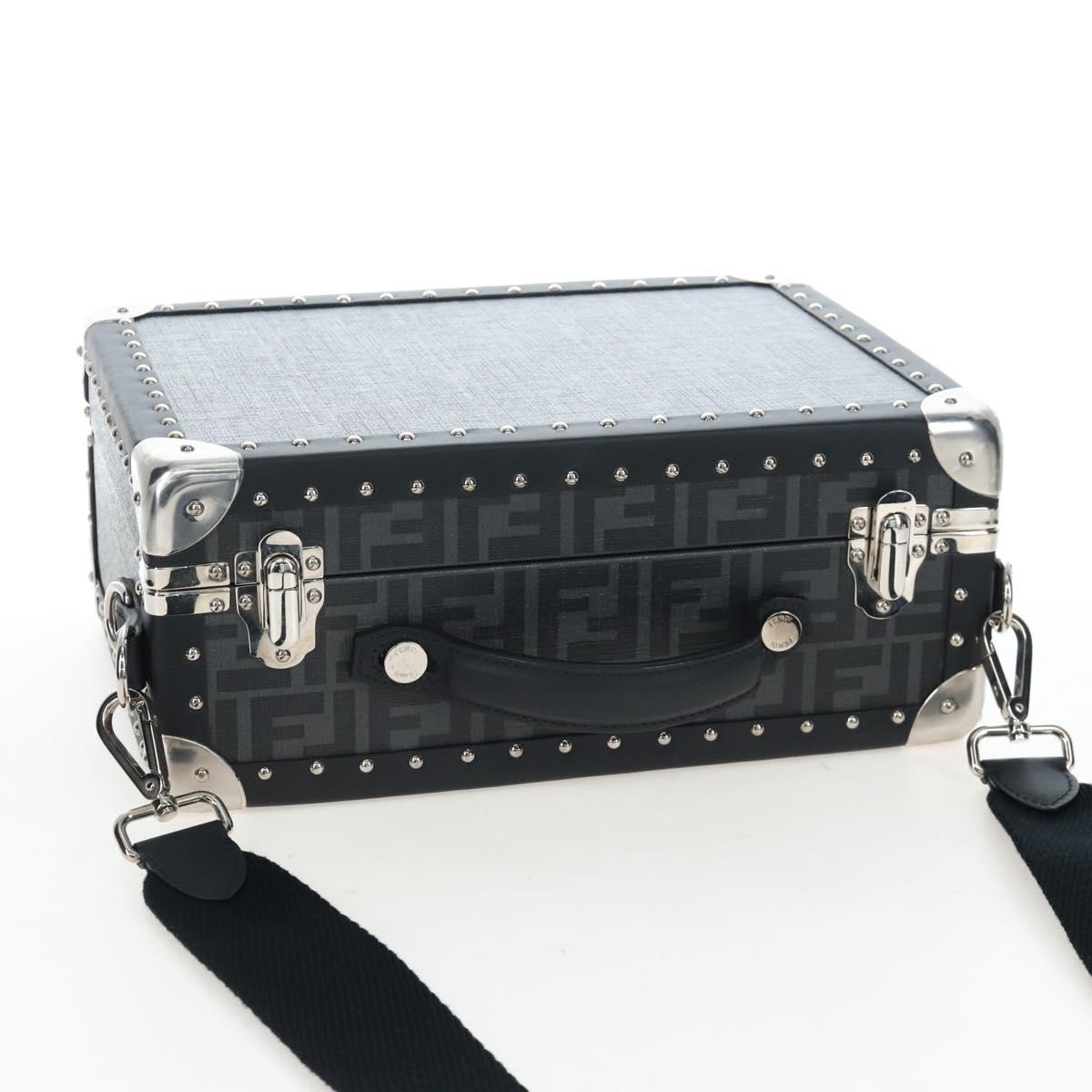 FENDI Zucca Canvas Small Rigid Case Trunk Leather Black 7VV134 Auth LN015SAM