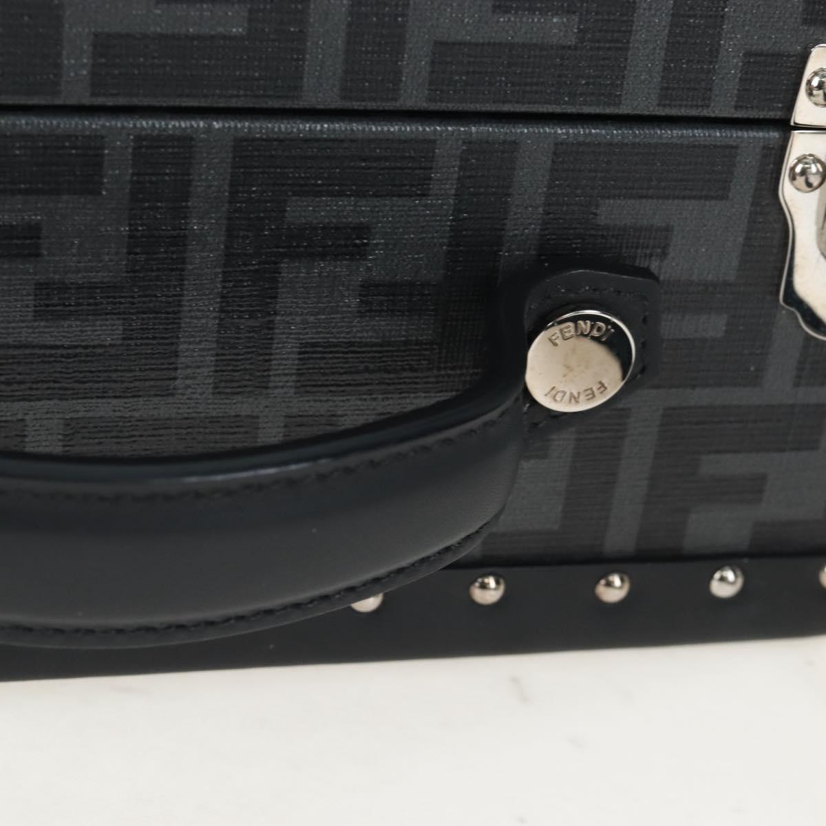 FENDI Zucca Canvas Small Rigid Case Trunk Leather Black 7VV134 Auth LN015SAM