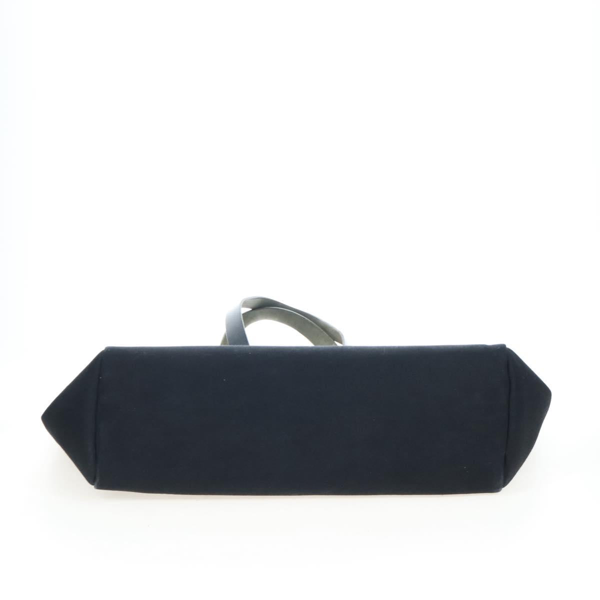 HERMES Herbag Cabas Hand Bag Canvas Black Silver Auth LN016V