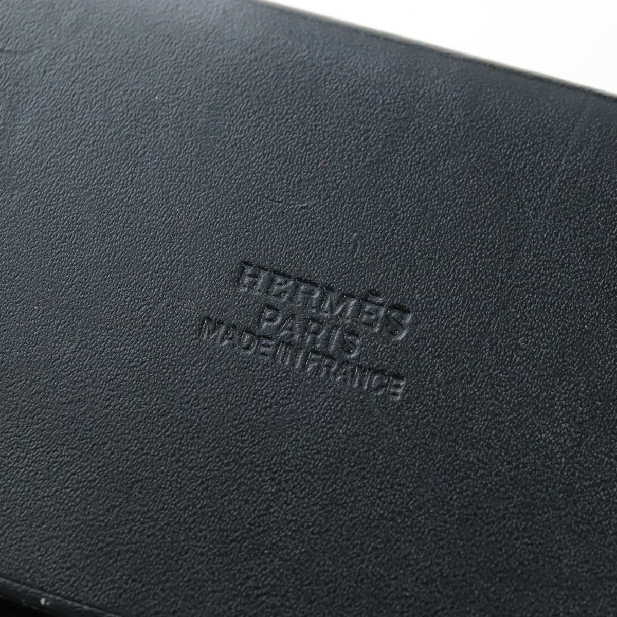 HERMES Herbag Cabas Hand Bag Canvas Black Silver Auth LN016V