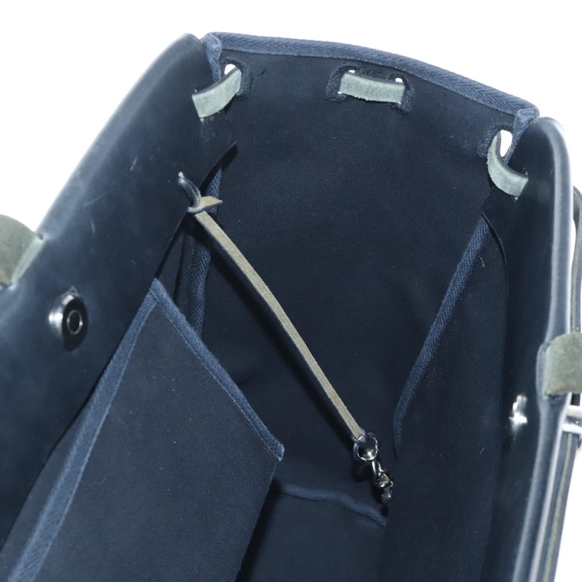 HERMES Herbag Cabas Hand Bag Canvas Black Silver Auth LN016V