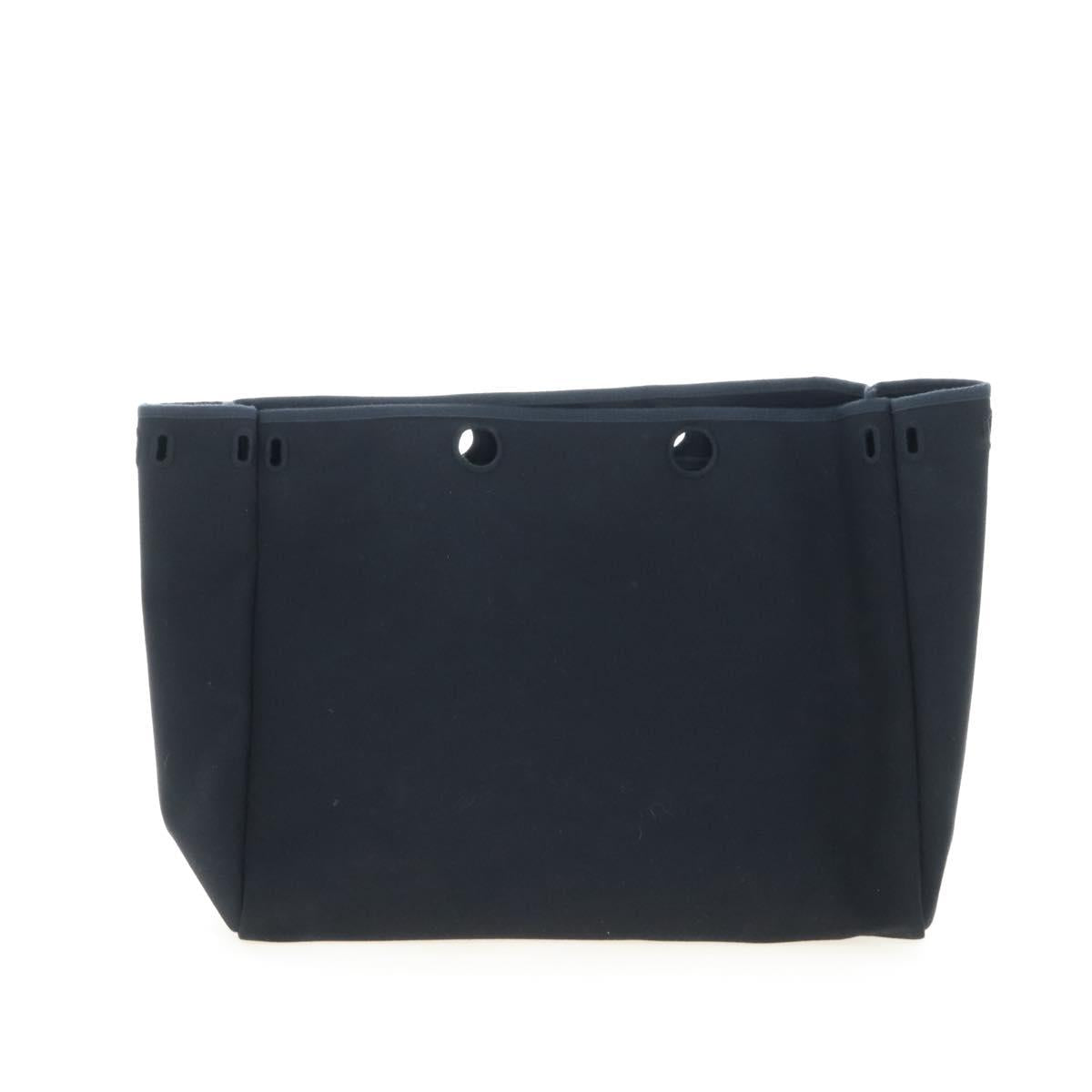 HERMES Herbag Cabas Hand Bag Canvas Black Silver Auth LN016V