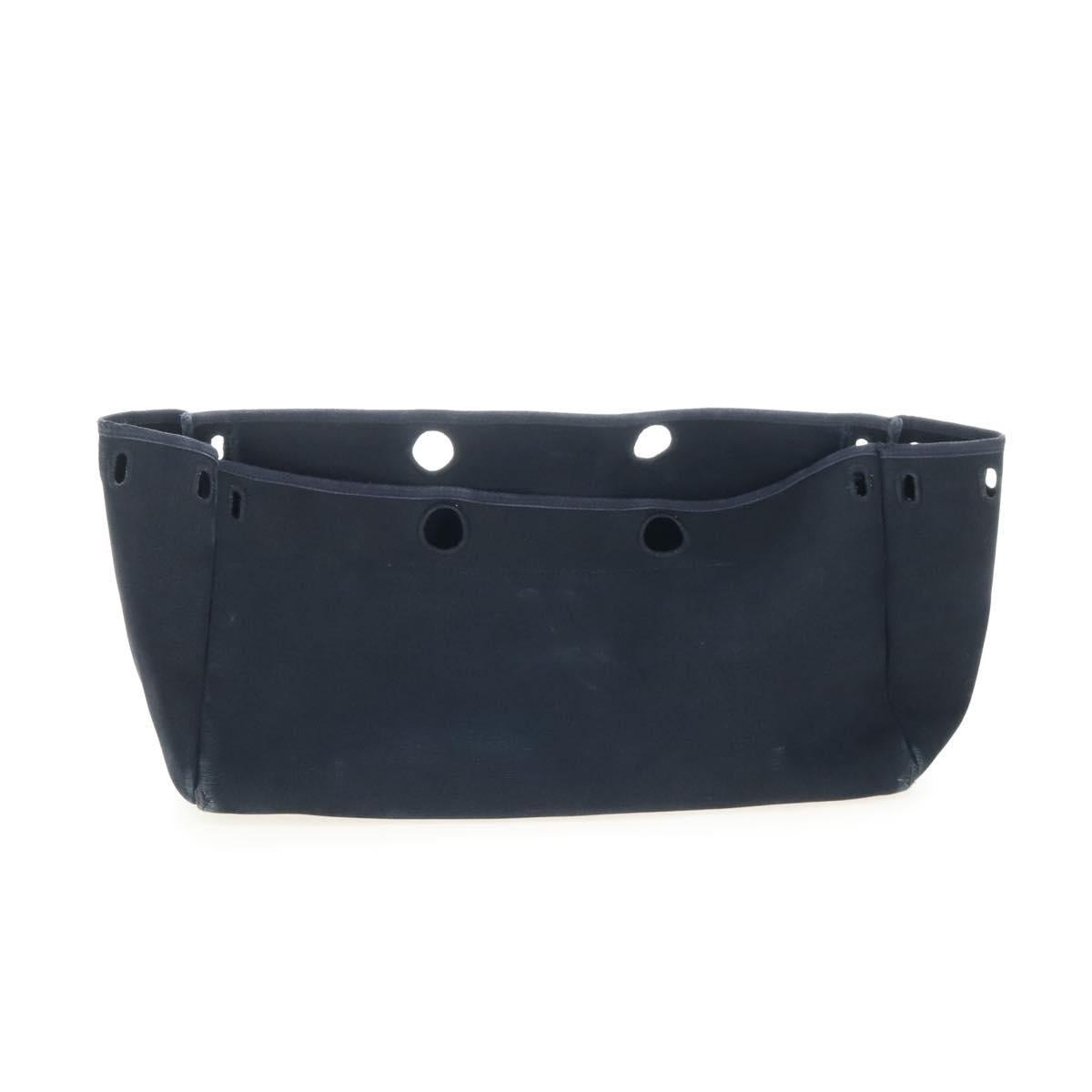 HERMES Herbag Cabas Hand Bag Canvas Black Silver Auth LN016V