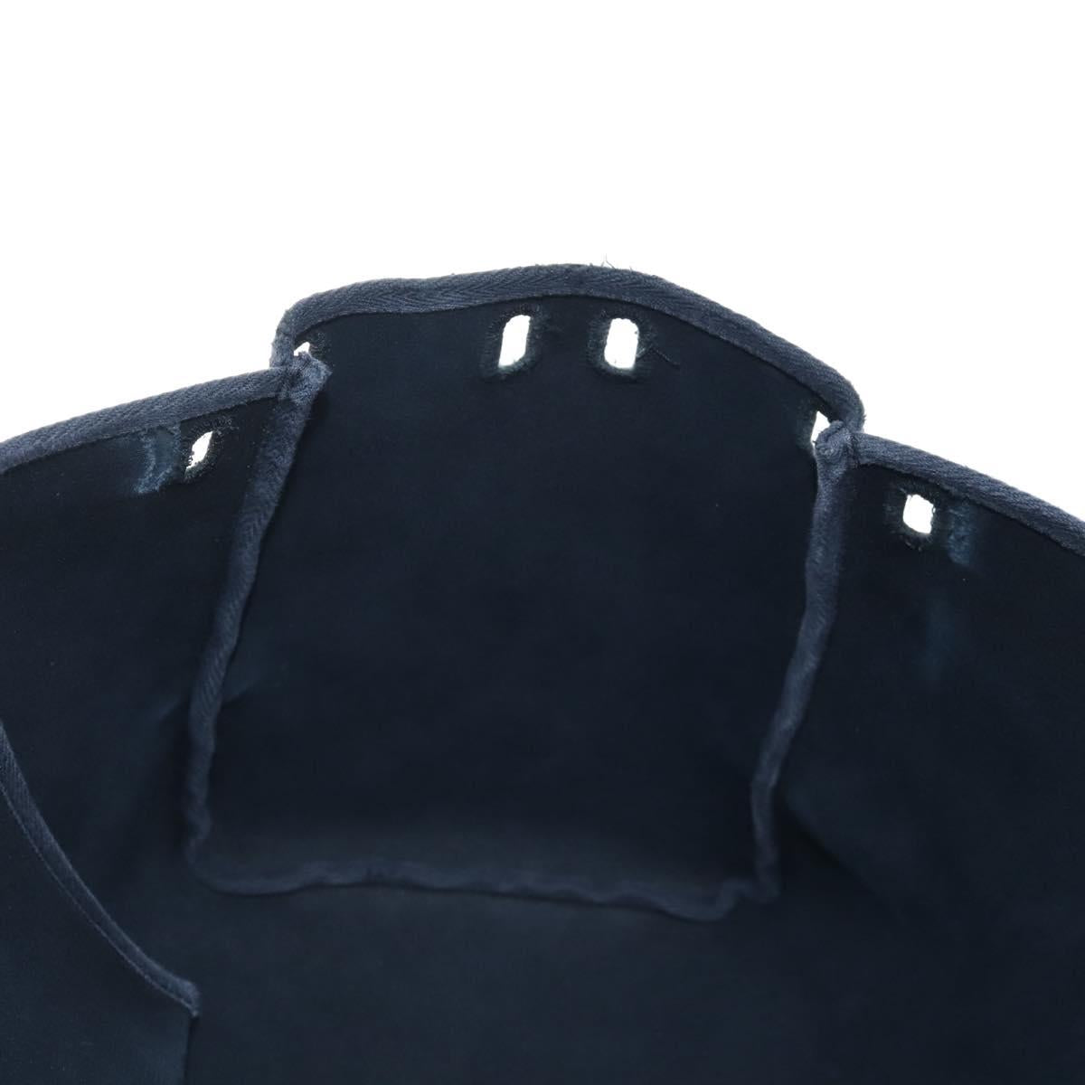 HERMES Herbag Cabas Hand Bag Canvas Black Silver Auth LN016V