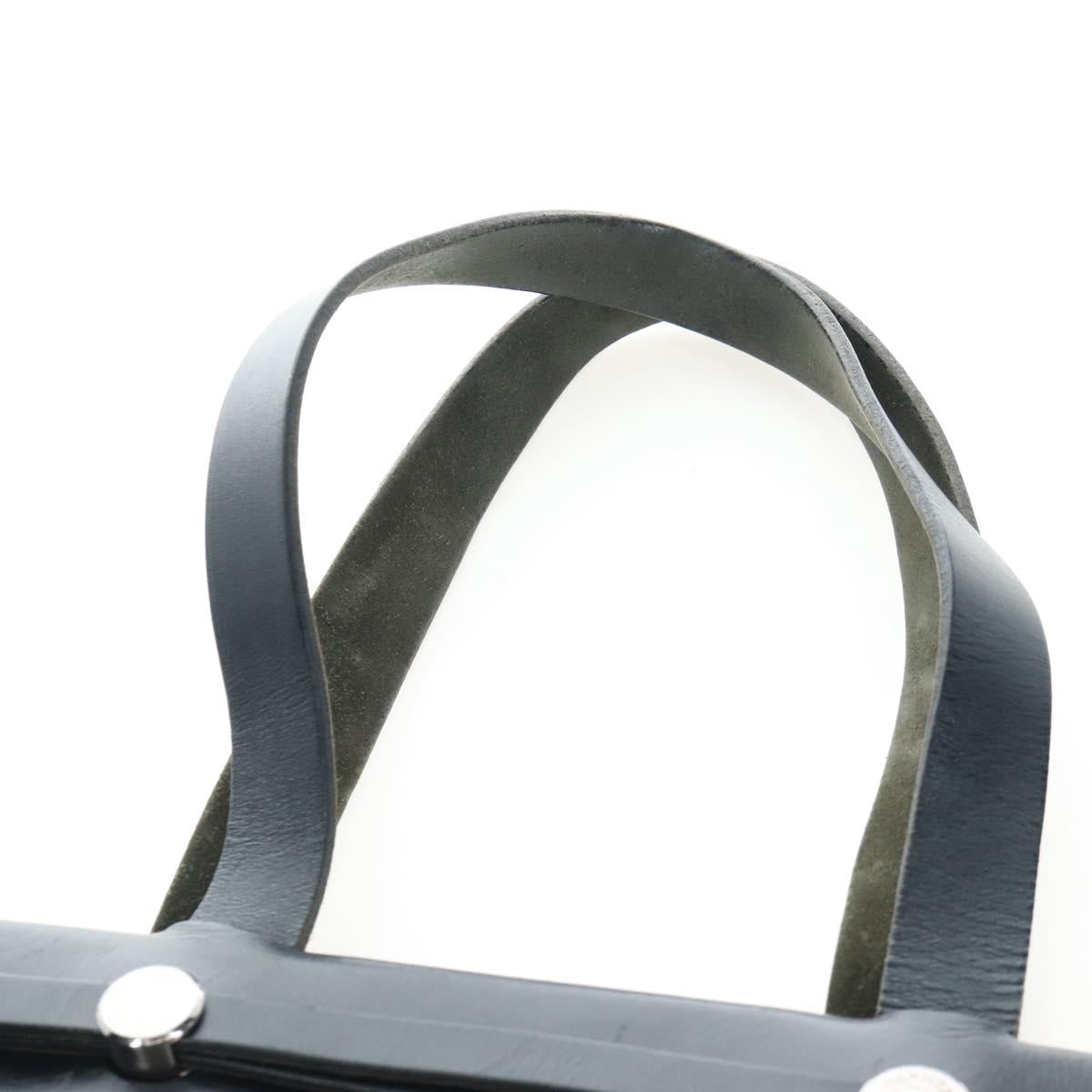 HERMES Herbag Cabas Hand Bag Canvas Black Silver Auth LN016V