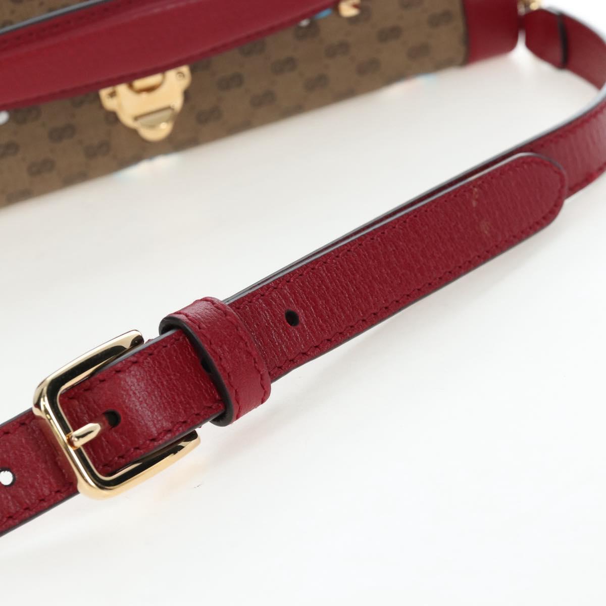 GUCCI Micro GG Doraemon Hand Bag PVC 2way Beige Gold Tone 633587 Auth LN019SAM