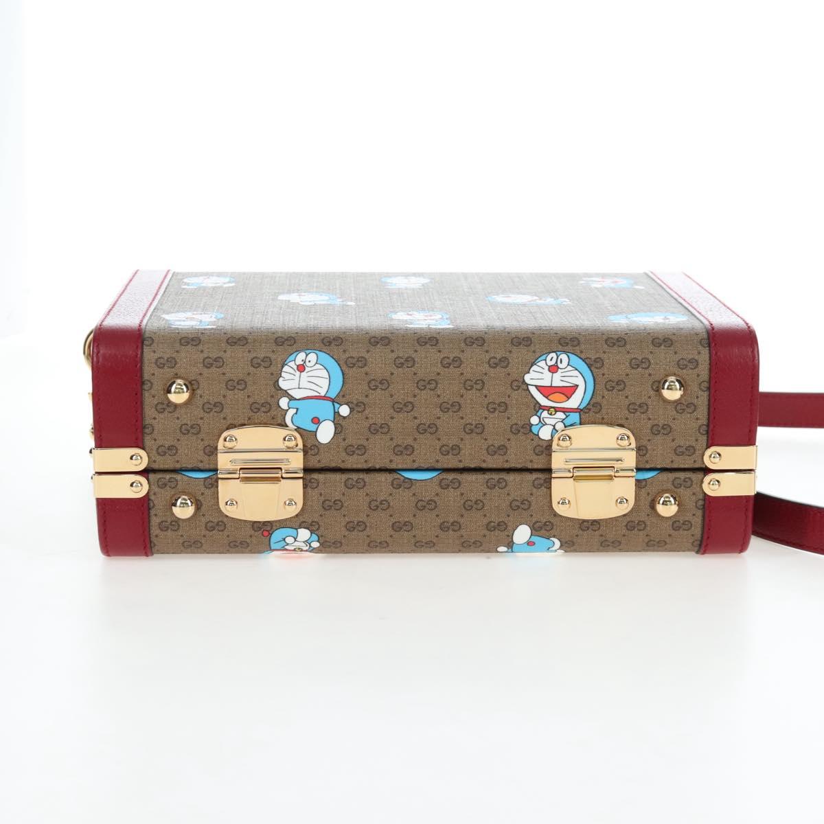 GUCCI Micro GG Doraemon Hand Bag PVC 2way Beige Gold Tone 633587 Auth LN019SAM