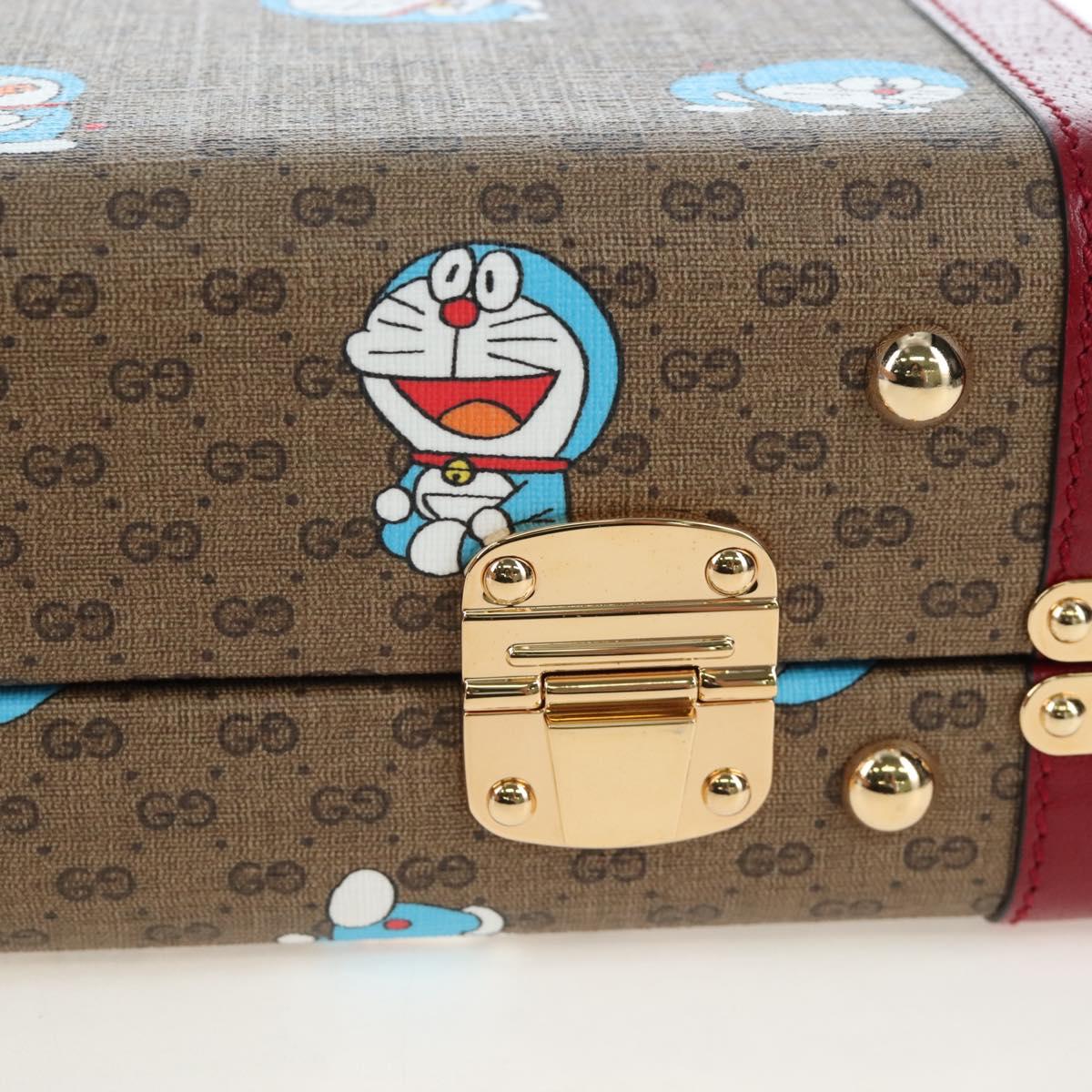 GUCCI Micro GG Doraemon Hand Bag PVC 2way Beige Gold Tone 633587 Auth LN019SAM