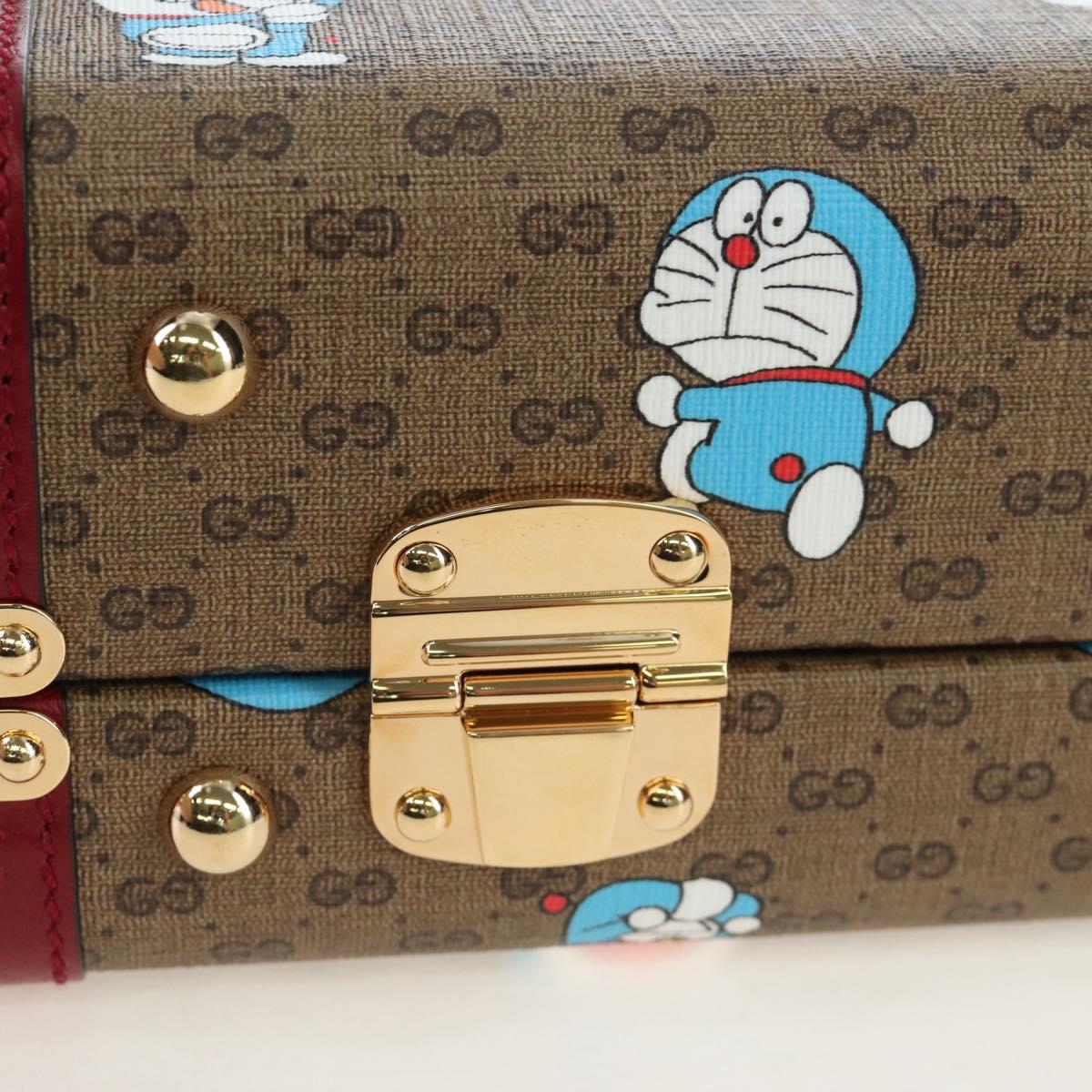 GUCCI Micro GG Doraemon Hand Bag PVC 2way Beige Gold Tone 633587 Auth LN019SAM