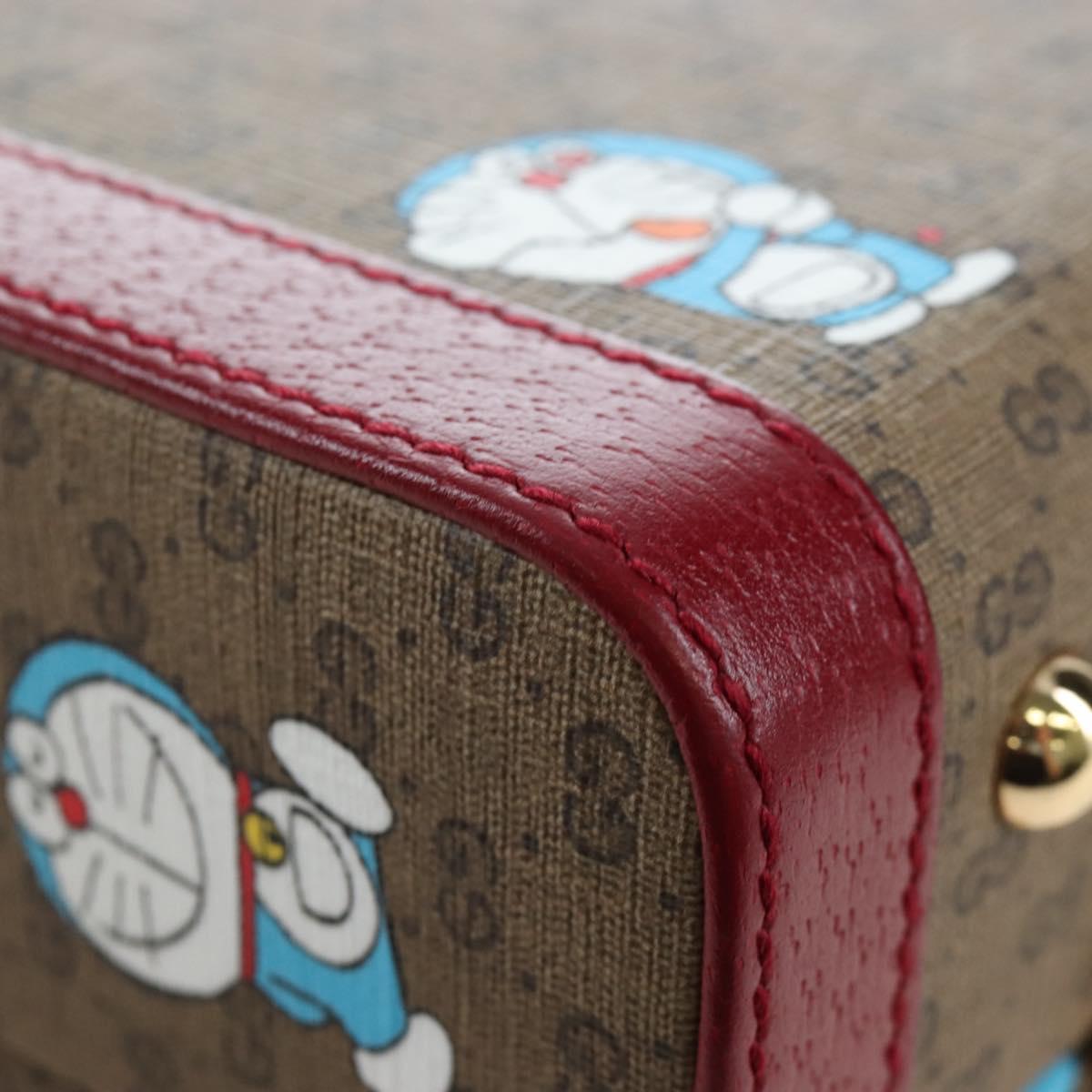GUCCI Micro GG Doraemon Hand Bag PVC 2way Beige Gold Tone 633587 Auth LN019SAM