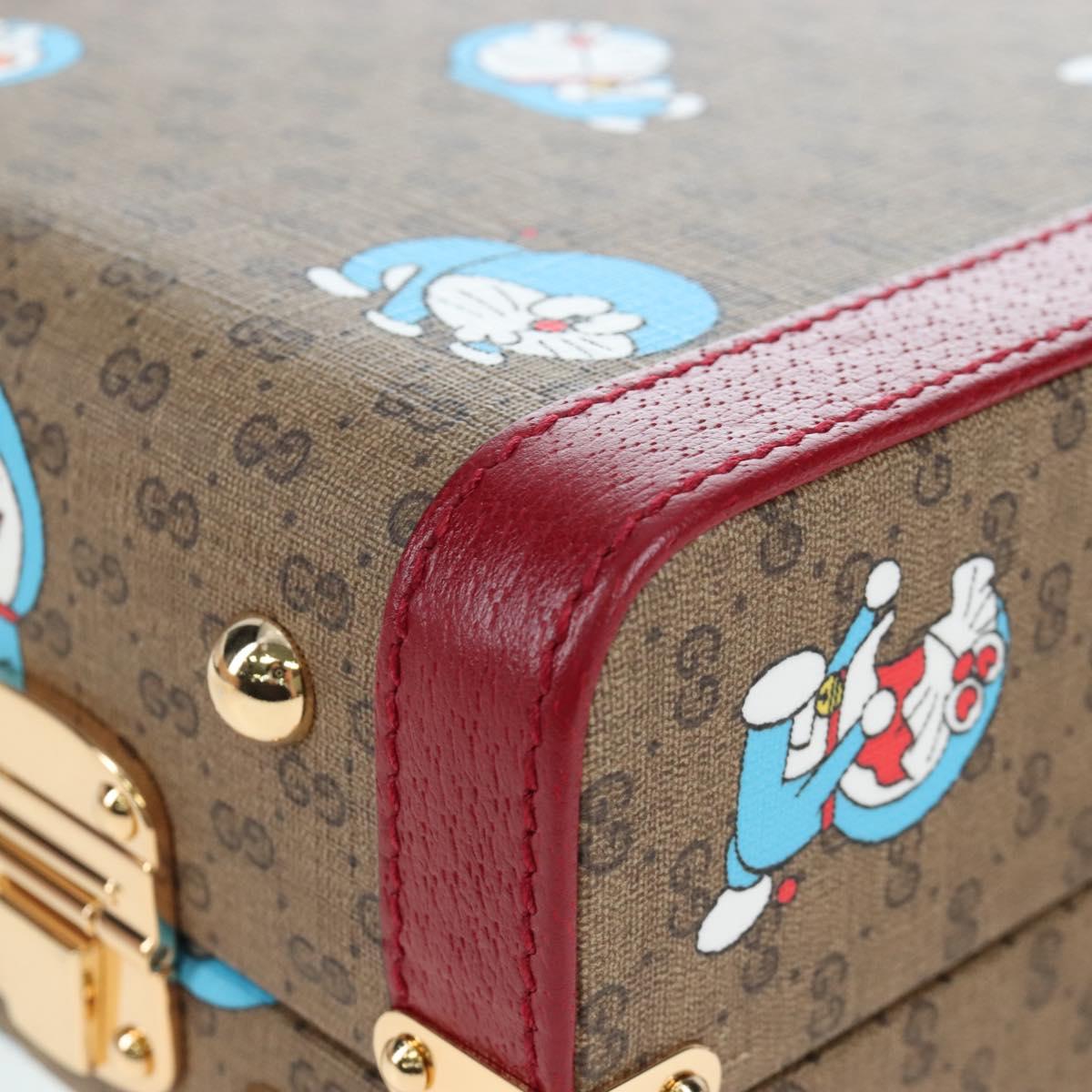 GUCCI Micro GG Doraemon Hand Bag PVC 2way Beige Gold Tone 633587 Auth LN019SAM
