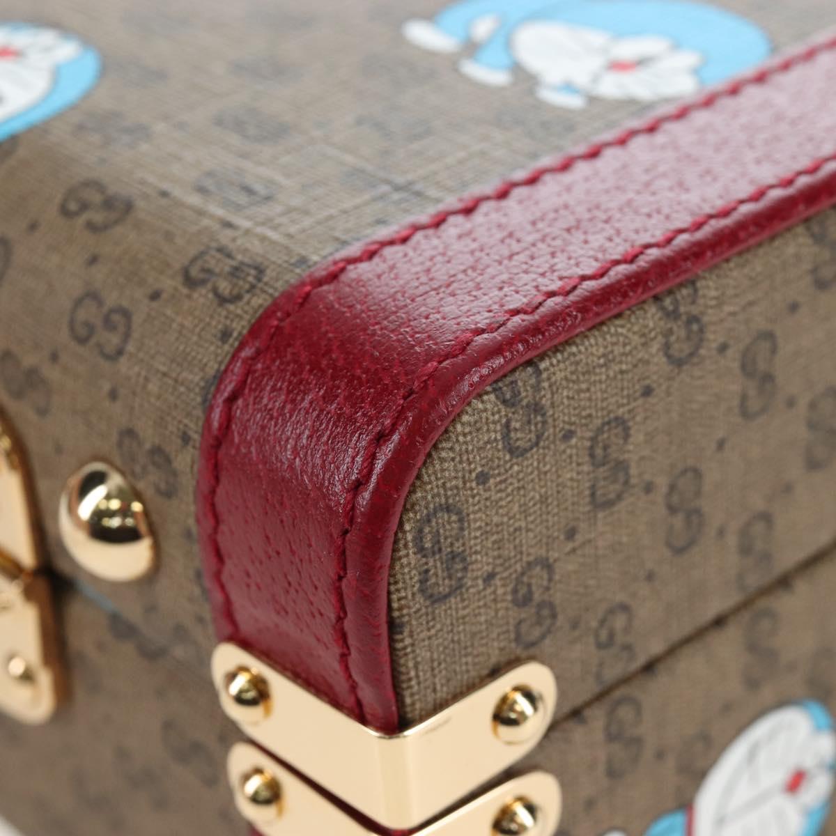 GUCCI Micro GG Doraemon Hand Bag PVC 2way Beige Gold Tone 633587 Auth LN019SAM