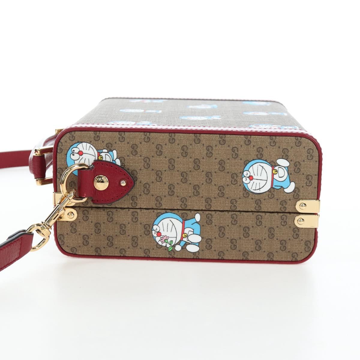GUCCI Micro GG Doraemon Hand Bag PVC 2way Beige Gold Tone 633587 Auth LN019SAM