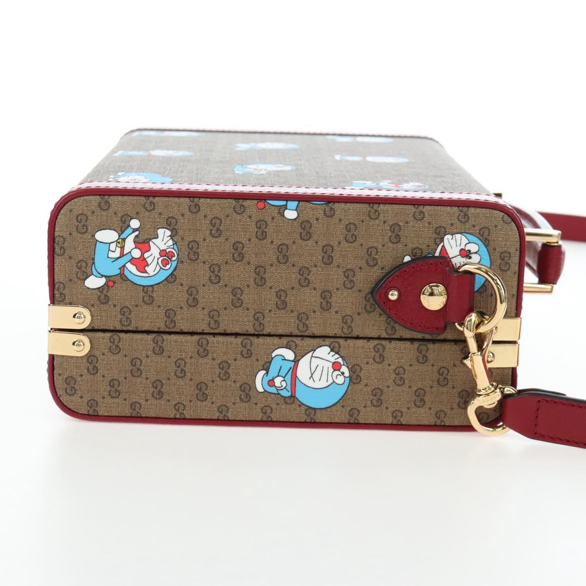 GUCCI Micro GG Doraemon Hand Bag PVC 2way Beige Gold Tone 633587 Auth LN019SAM