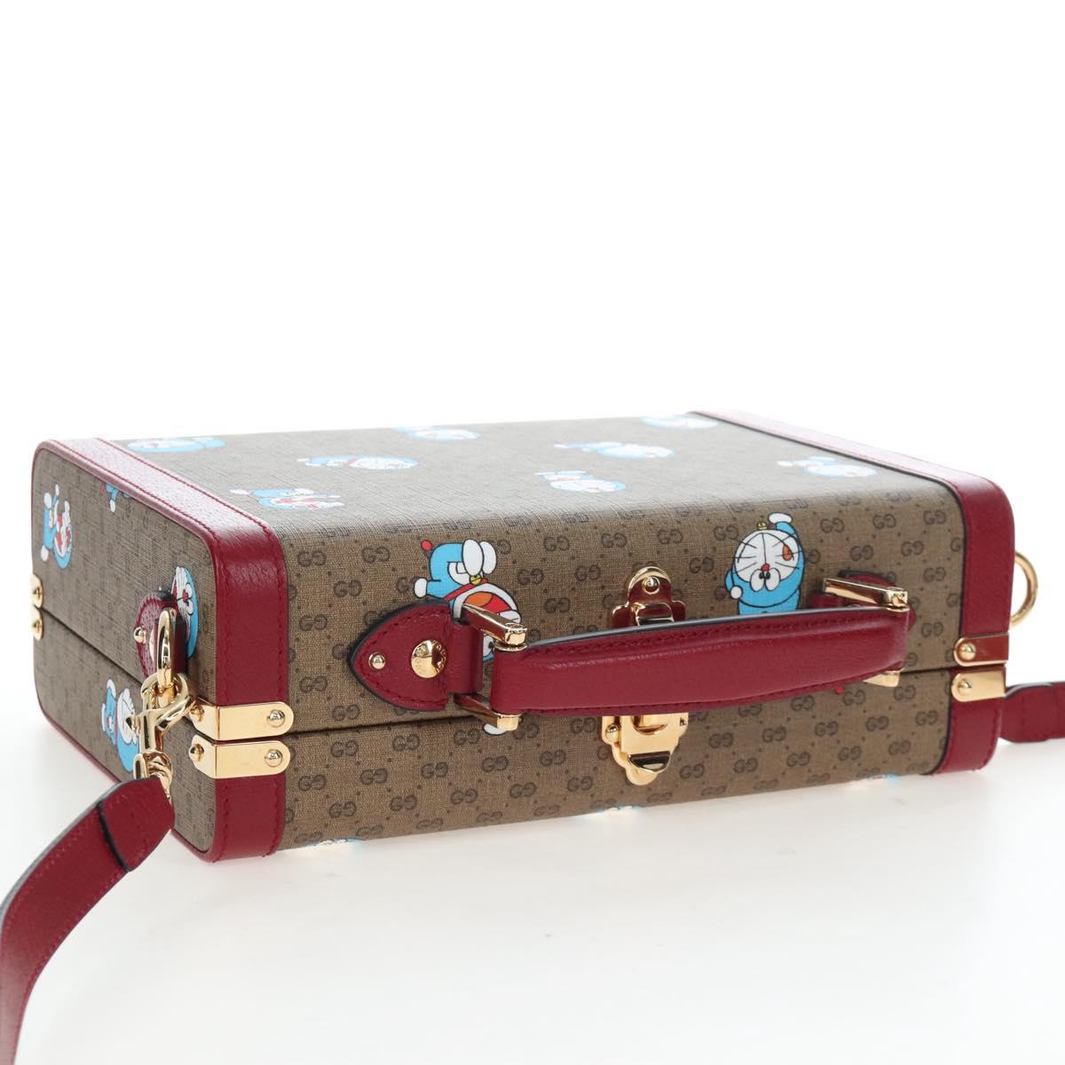 GUCCI Micro GG Doraemon Hand Bag PVC 2way Beige Gold Tone 633587 Auth LN019SAM