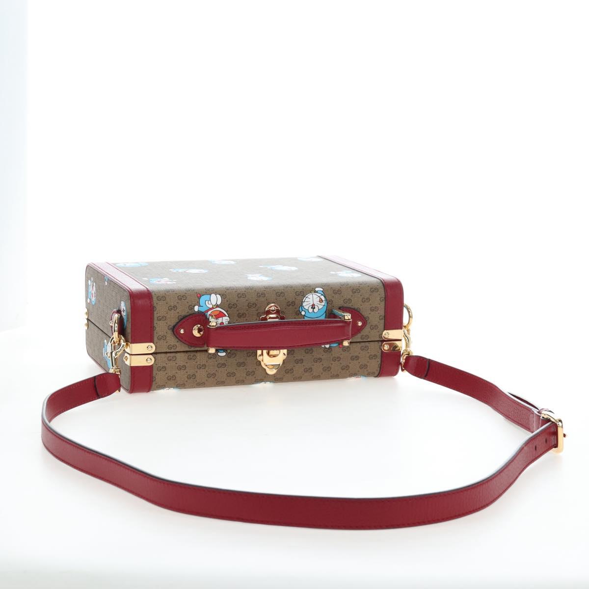 GUCCI Micro GG Doraemon Hand Bag PVC 2way Beige Gold Tone 633587 Auth LN019SAM