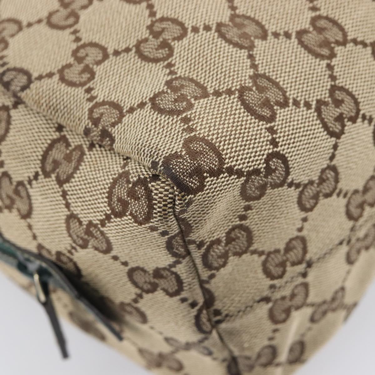 GUCCI GG Canvas Hand Bag Beige Green 124542 Auth LN021