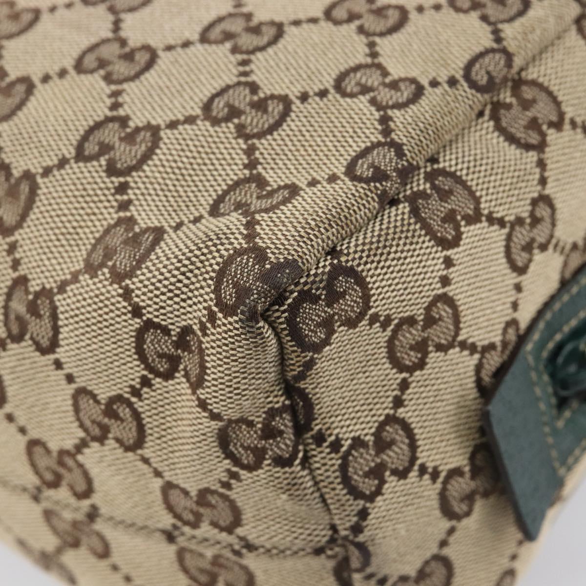 GUCCI GG Canvas Hand Bag Beige Green 124542 Auth LN021