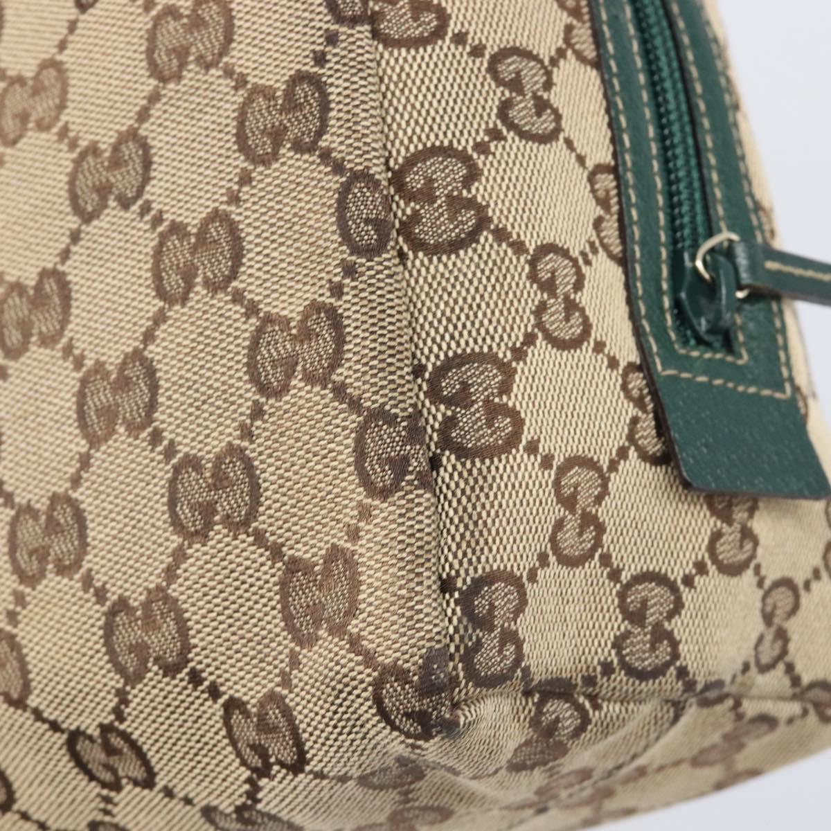 GUCCI GG Canvas Hand Bag Beige Green 124542 Auth LN021