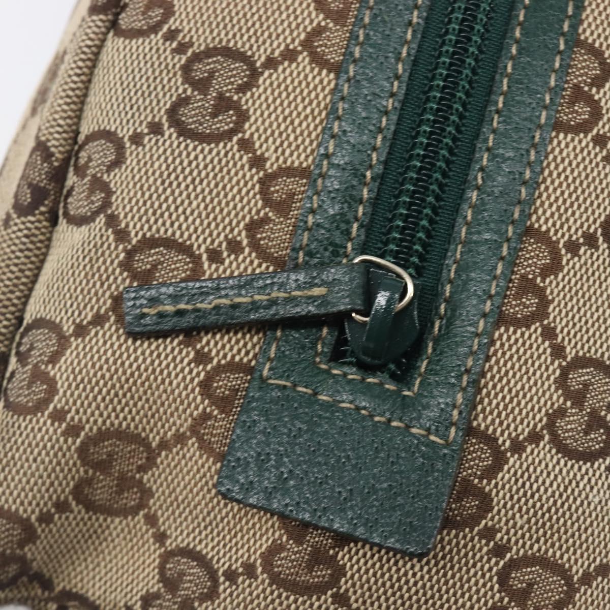 GUCCI GG Canvas Hand Bag Beige Green 124542 Auth LN021