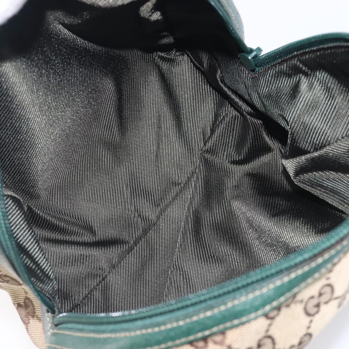 GUCCI GG Canvas Hand Bag Beige Green 124542 Auth LN021