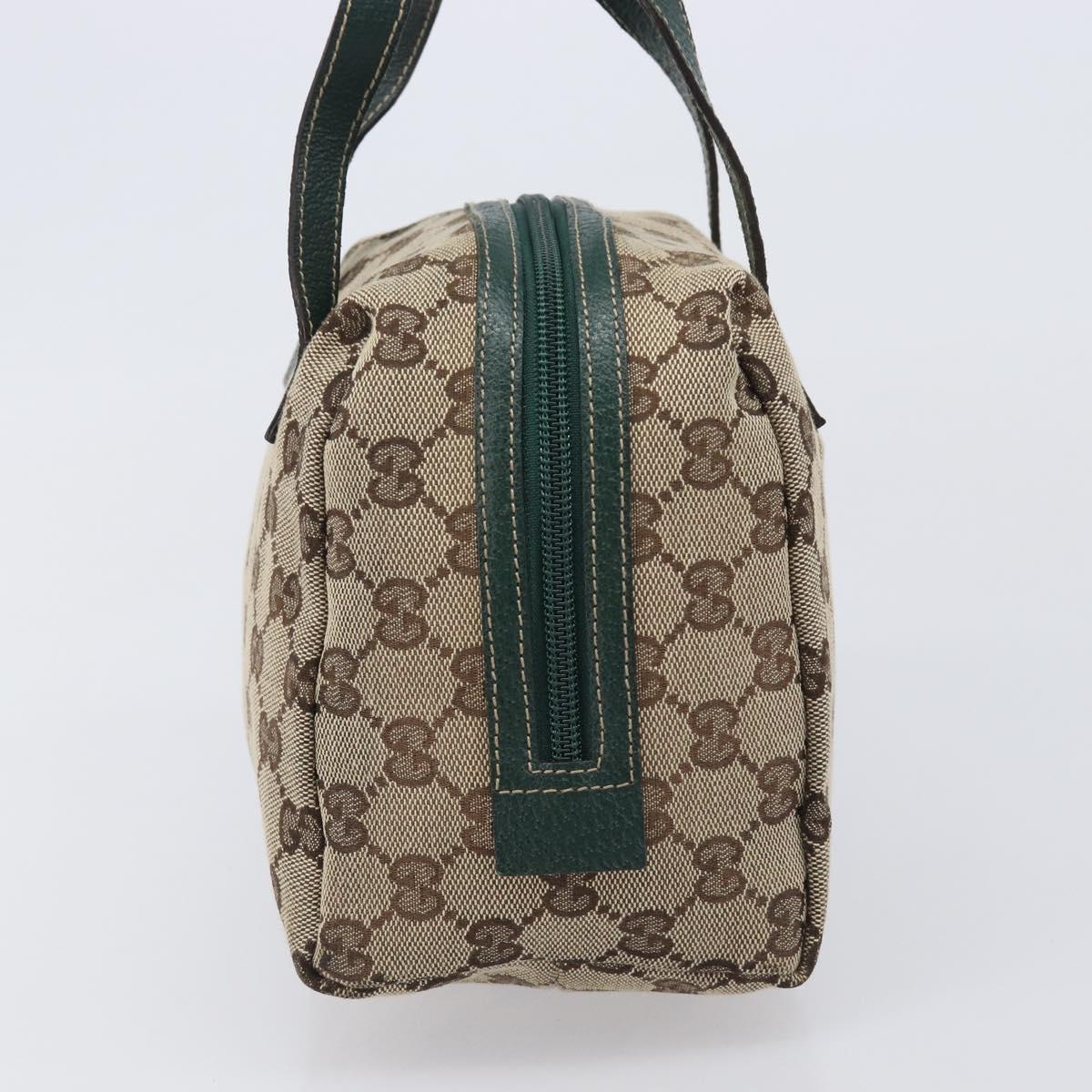 GUCCI GG Canvas Hand Bag Beige Green 124542 Auth LN021