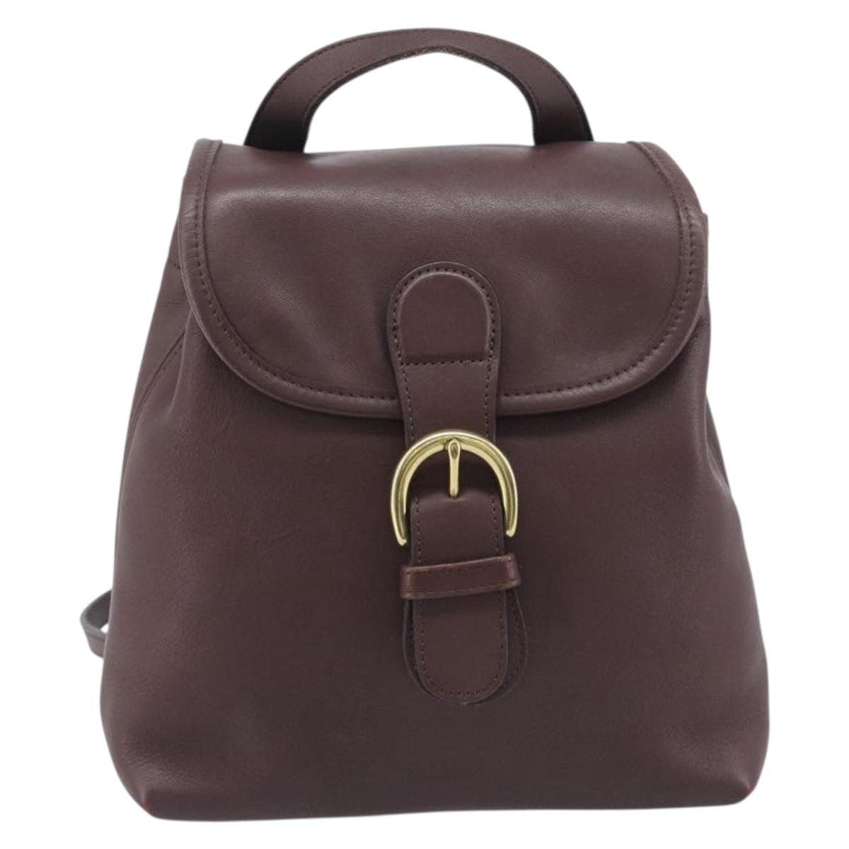 Coach Backpack Leather Brown Gold Tone Auth LN022