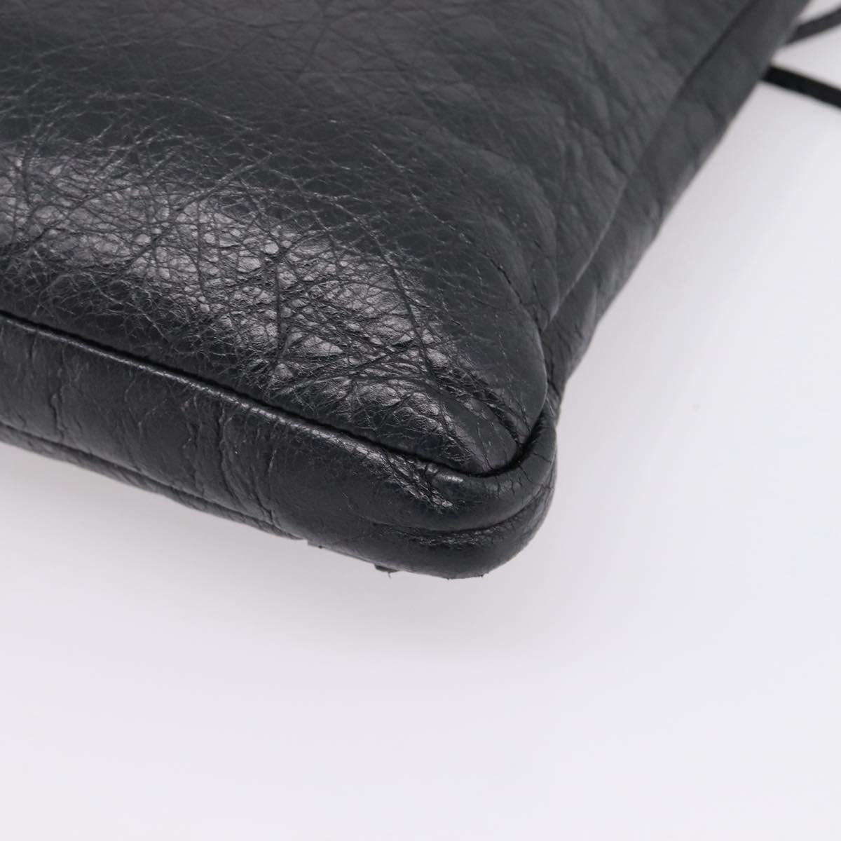 Balenciaga Classic Flat Shoulder Bag Leather Black 310250 Auth LN024V