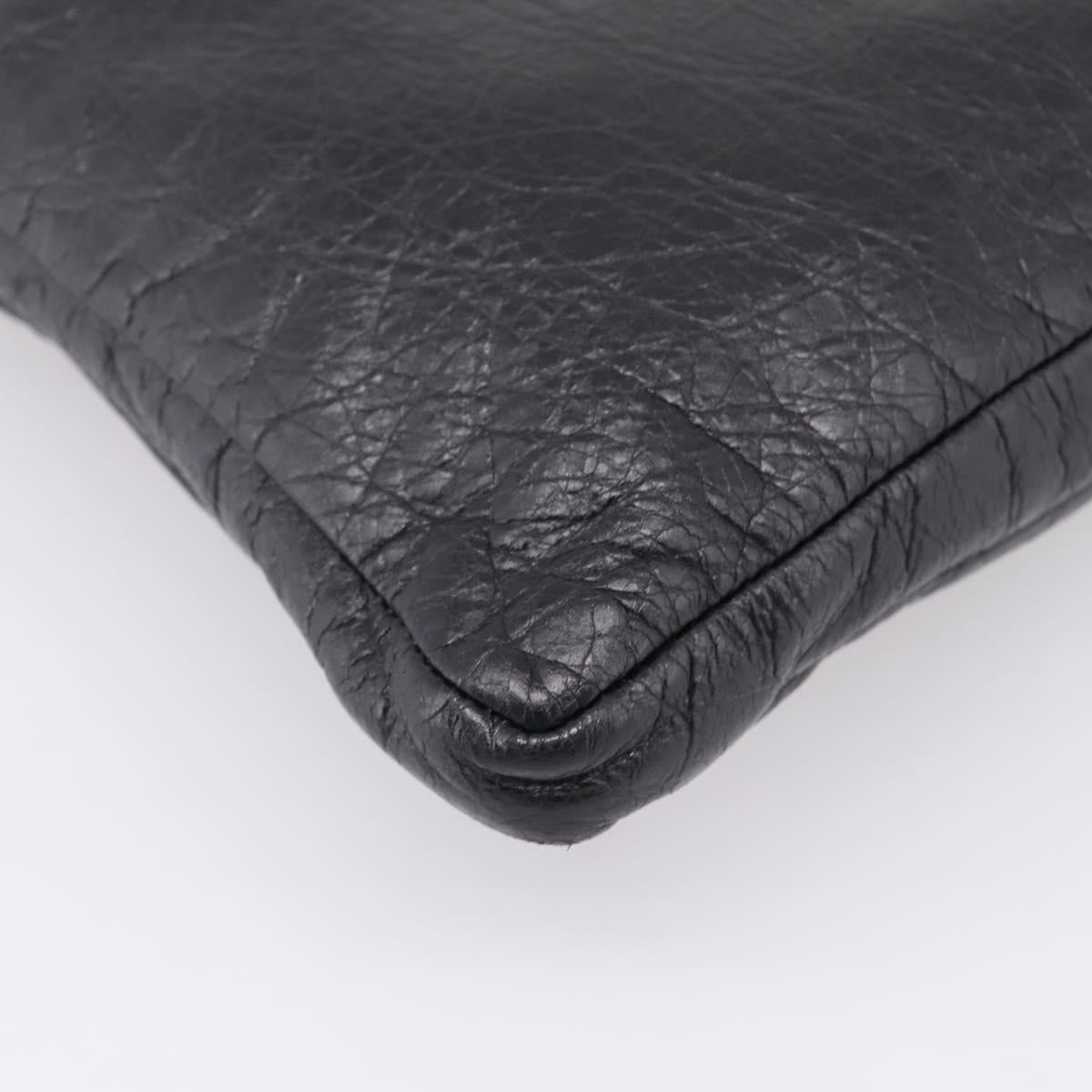 Balenciaga Classic Flat Shoulder Bag Leather Black 310250 Auth LN024V