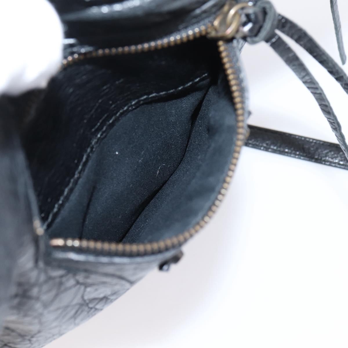 Balenciaga Classic Flat Shoulder Bag Leather Black 310250 Auth LN024V