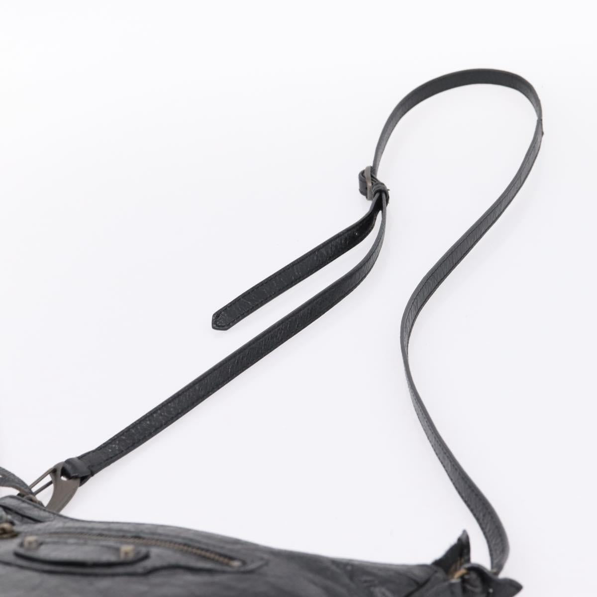 Balenciaga Classic Flat Shoulder Bag Leather Black 310250 Auth LN024V